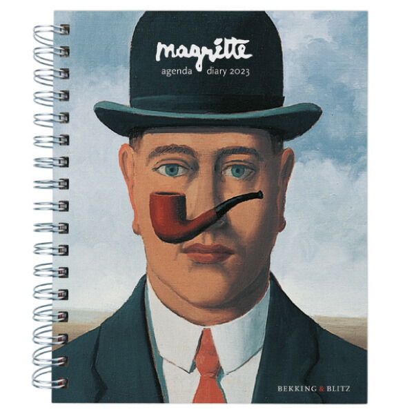 オランダ製アートの2023カレンダー 2023年 MAGRITTE アート オランダ語 スケジュール帳 マグリット 作家 手帳 月曜始まり 画家 英語  輸入雑貨 風景 スピード対応 全国送料無料 MAGRITTE