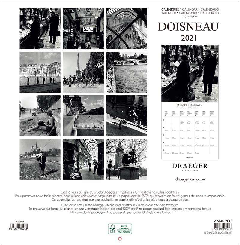 楽天市場 ドレジャー 21年 ラージカレンダー Doisneau 壁掛けタイプ ロベール ドアノー 写真家 作品 モノクロ イラスト スケジュール 月曜始まり 日本語 英語 フランス製 中国印刷 輸入雑貨 21lc 004 Fsc認証 ユージニア 楽天市場店