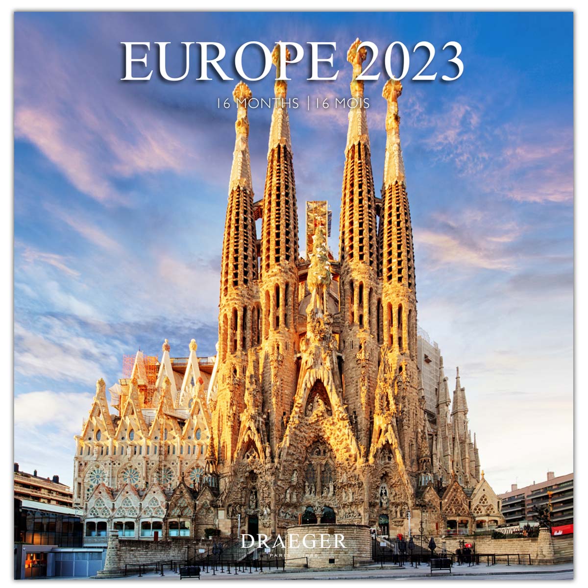 ドレジャー 2023年 ラージカレンダー EUROPE 壁掛け ヨーロッパ 観光地 スケジュール 写真 日本の祝日シール付き 輸入雑貨  ユージニア 