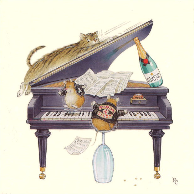 楽天市場 グリーティングカード 多目的 ピーター クロスシリーズ ピアノ にしがみつく猫とはしゃぐねずみたち Pcii0014 Fsc認証 キャット マウス ワイン 楽譜 グラス 音楽 おしゃれ かわいい 正方形 スクエア ユージニア 楽天市場店