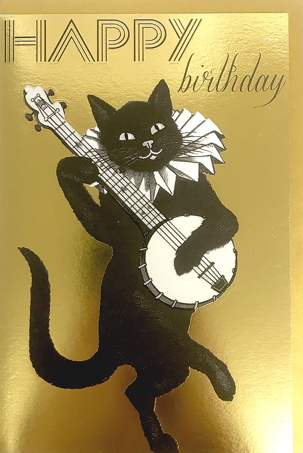 楽天市場 グリーティングカード Happy Birthday 誕生日 バースデー 封筒色 ゴールド 金 メッセージカード 猫 ネコ 音楽 楽器 誕生祝い 贈り物 フランス製 ユージニア 楽天市場店