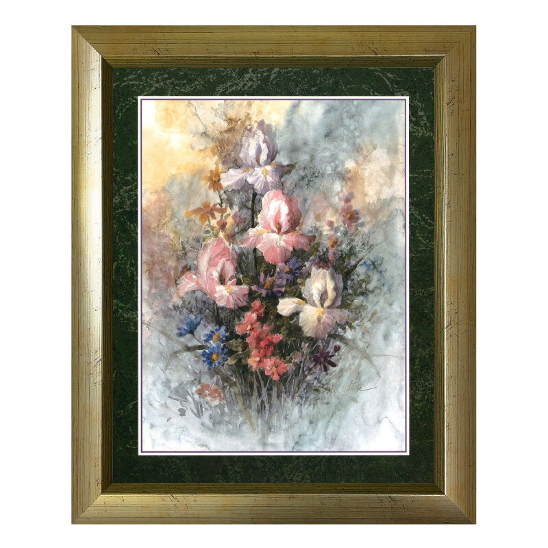 楽天市場】「リリー/花」絵画入り額縁【エメラルドゴールド
