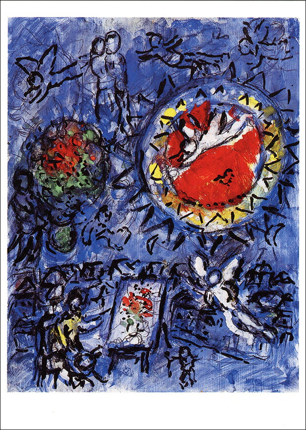 楽天市場】ポストカード アート シャガール「花瓶と恋人たち」105