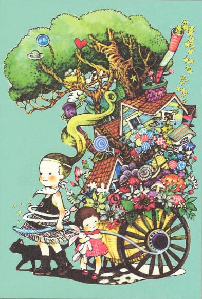 楽天市場 ポストカード イラスト 山田雨月 2人の女の子と自然