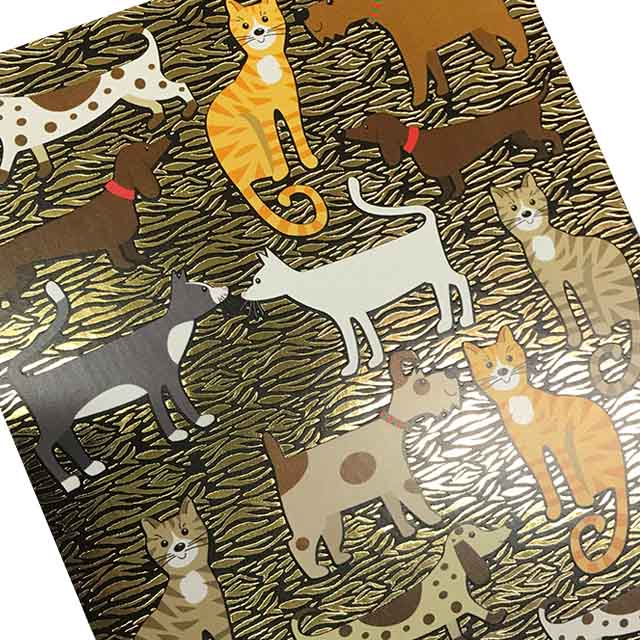 楽天市場 ポストカード イラスト 犬と猫たち 箔押し加工あり メッセージカード 動物 ネコ イヌ おしゃれ 贈り物 フランス製 Pop031 ユージニア 楽天市場店