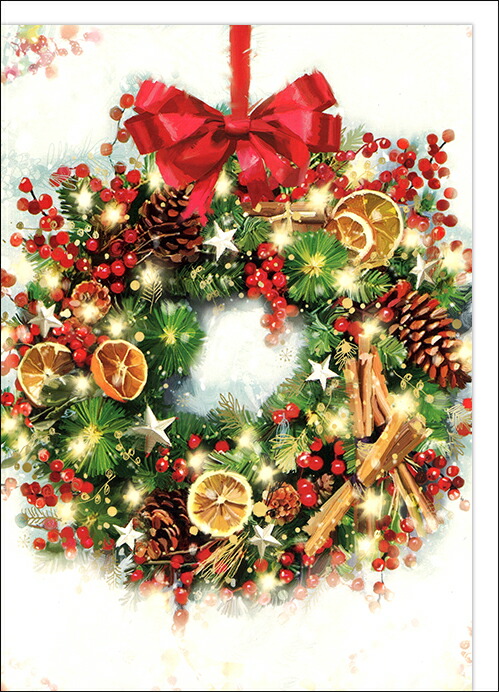 クリスマスリースデコパージュ作品 楽天市場】グリーティングカード クリスマス「リース」デコパージュ