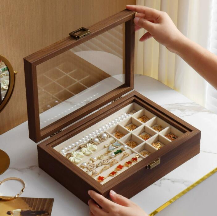 高見え 木製 ジュエリーボックス ジュエリーケース 大容量 ジュエリー収納 アクセサリー ケース アクセサリー収納 アクセサリーボックス リング ケース 宝石箱 小物収納ケース ピアス イヤリング 指輪 リング キッズ おしゃれ 可愛い プレゼント 整理