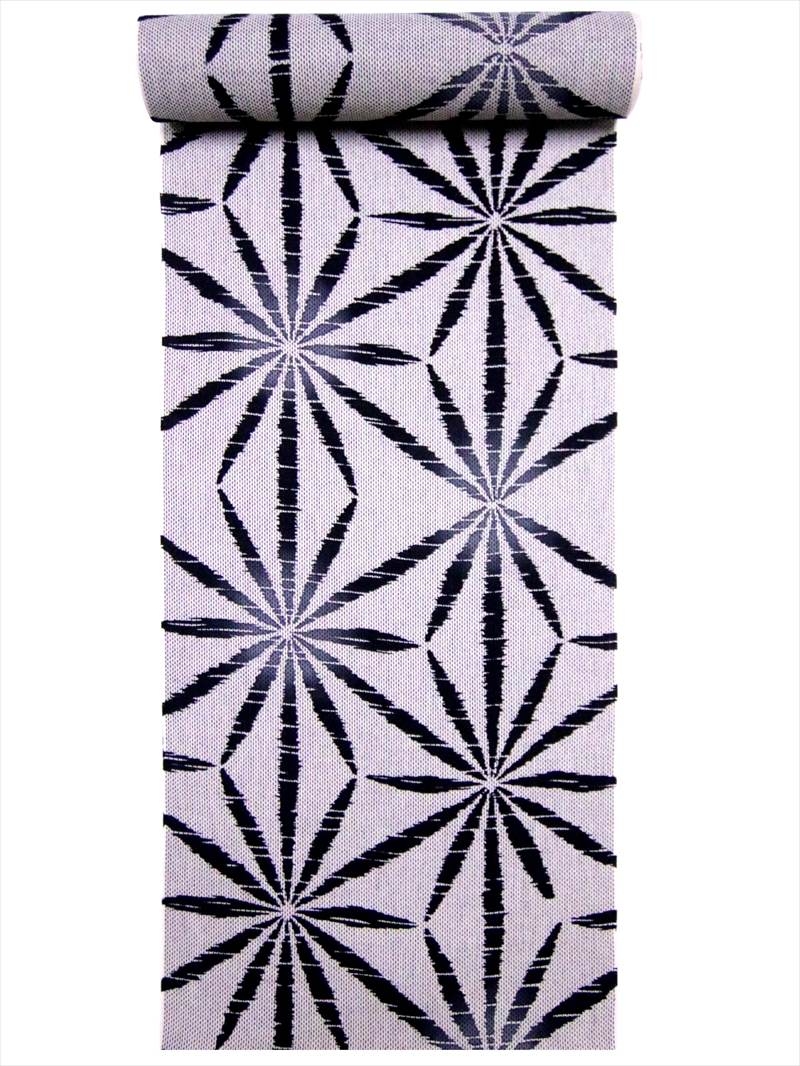 浴衣ゆかた生地 キングサイズグレー地 麻の葉柄 刺し子 浴衣 着物の反物 生地 の堀田和服no 566 浴衣浴衣反物