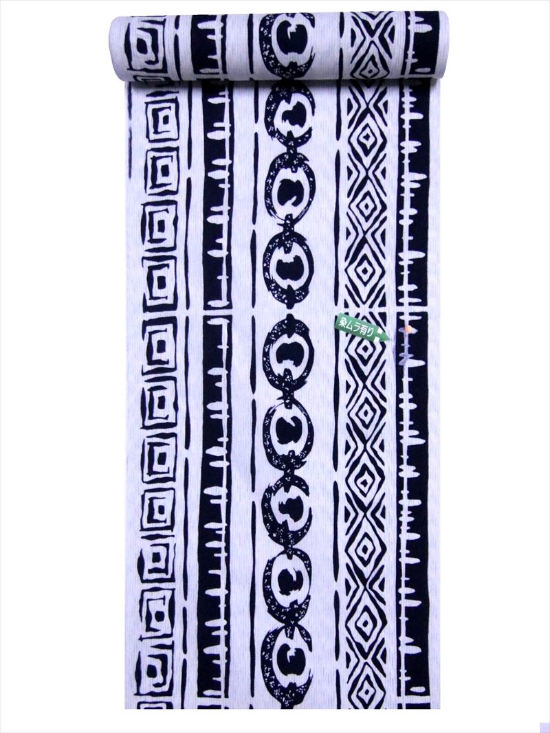 No 563 幾何学柄 藍白地 訳有り 浴衣 着物の反物 生地 の堀田浴衣ゆかた生地 キングサイズ和服反物メンズ反物浴衣