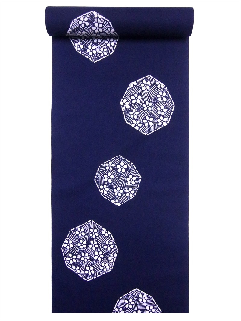 浴衣の反物 クインサイズ・No.136・牡丹柄・黒地