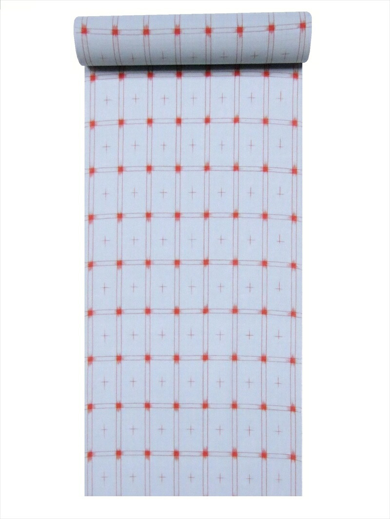 一番人気物 夏物きもの生地サマーシルクウール着物反物no 97 格子柄 藍白地 現品限り一斉値下げ