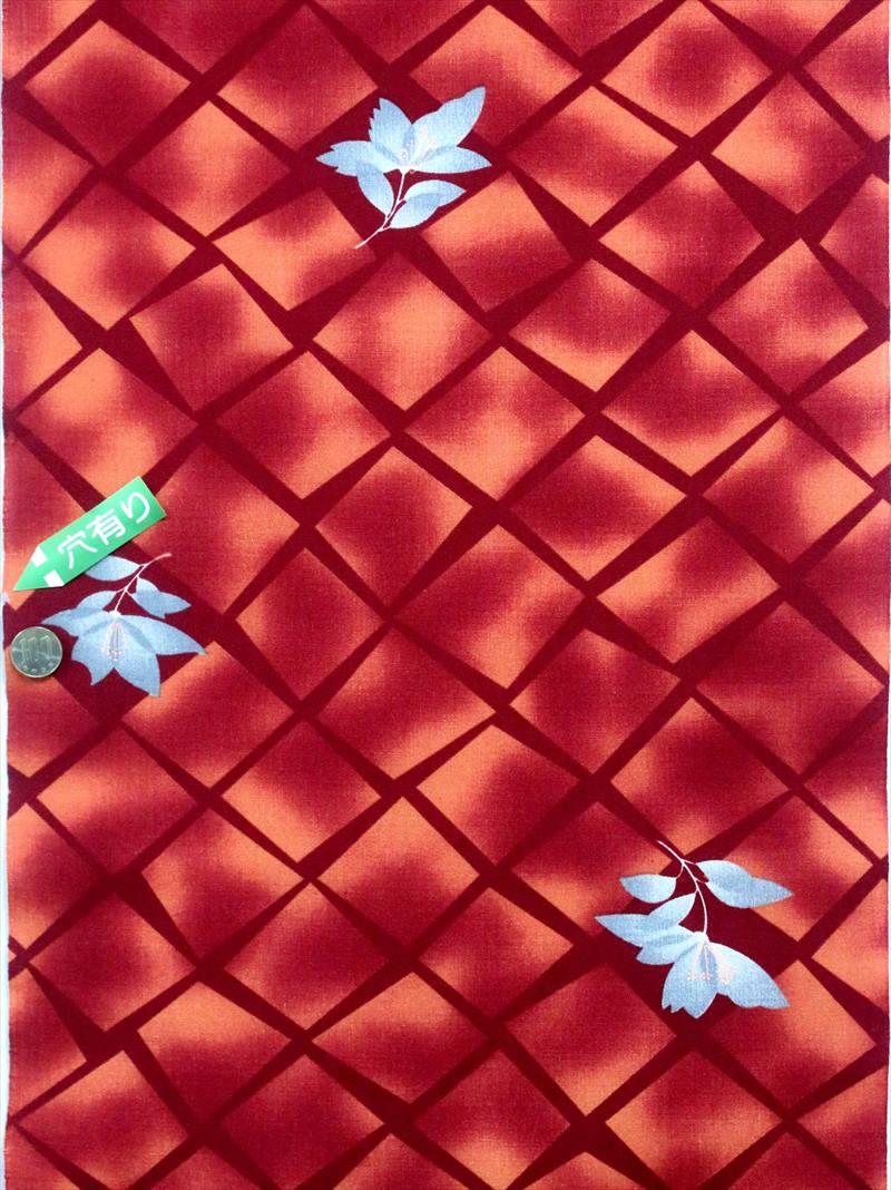 ウール 反物 No 25 エンジ人となり ゆり柄 訳有り achc Org