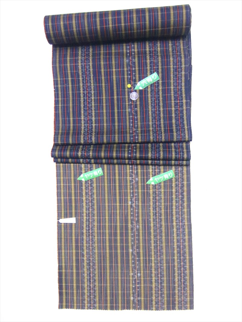 ウール着物 反物 No.7 オレンジ地・シマ柄 ウール着物 反物 No.7 オレンジ地・シマ柄