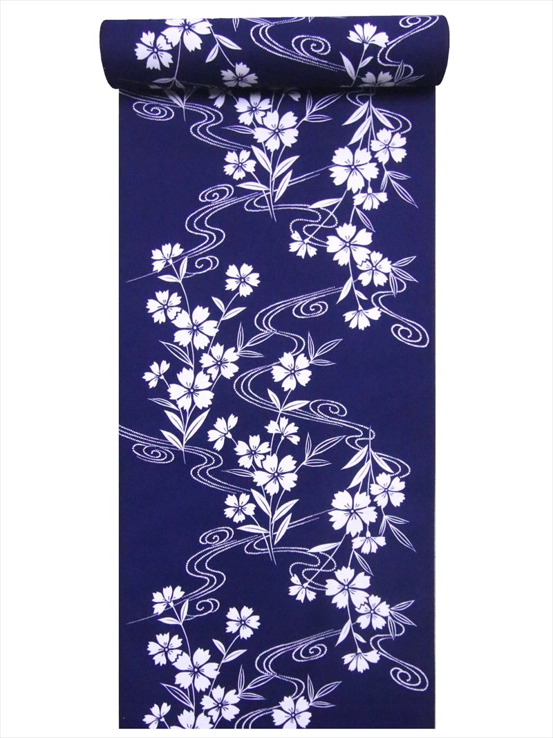 女性ゆかた反物 No.371・濃紺地・竹笹柄 女性ゆかた反物 No.371・濃紺地・竹笹柄