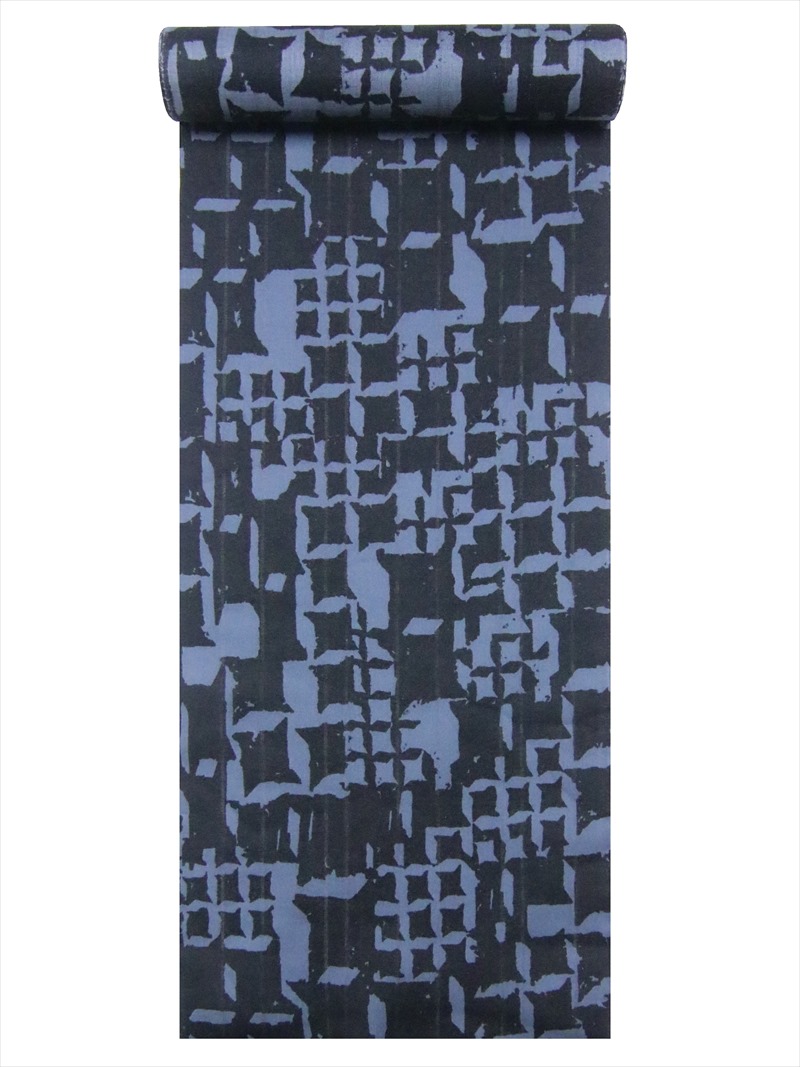 メンズ浴衣反物　No.663 黒・灰色・変則千鳥格子柄 17,963円