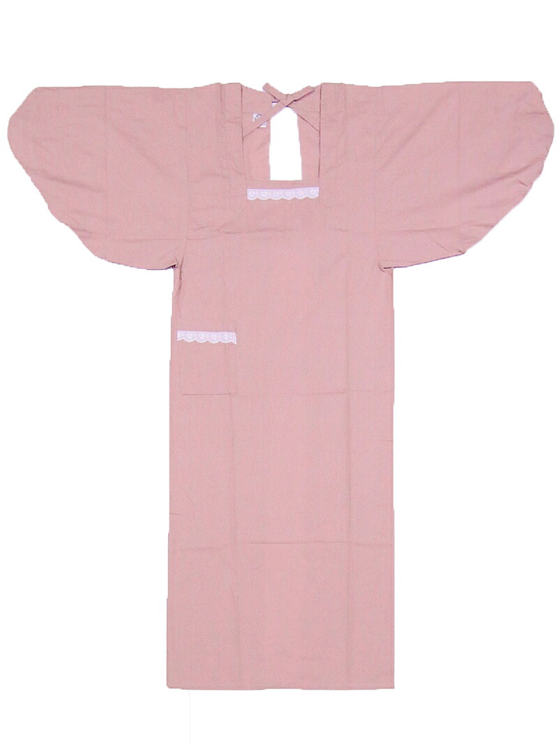 割烹着 着物 和装用 水屋着エプロン ピンク地 ロング 130cm kpg-4