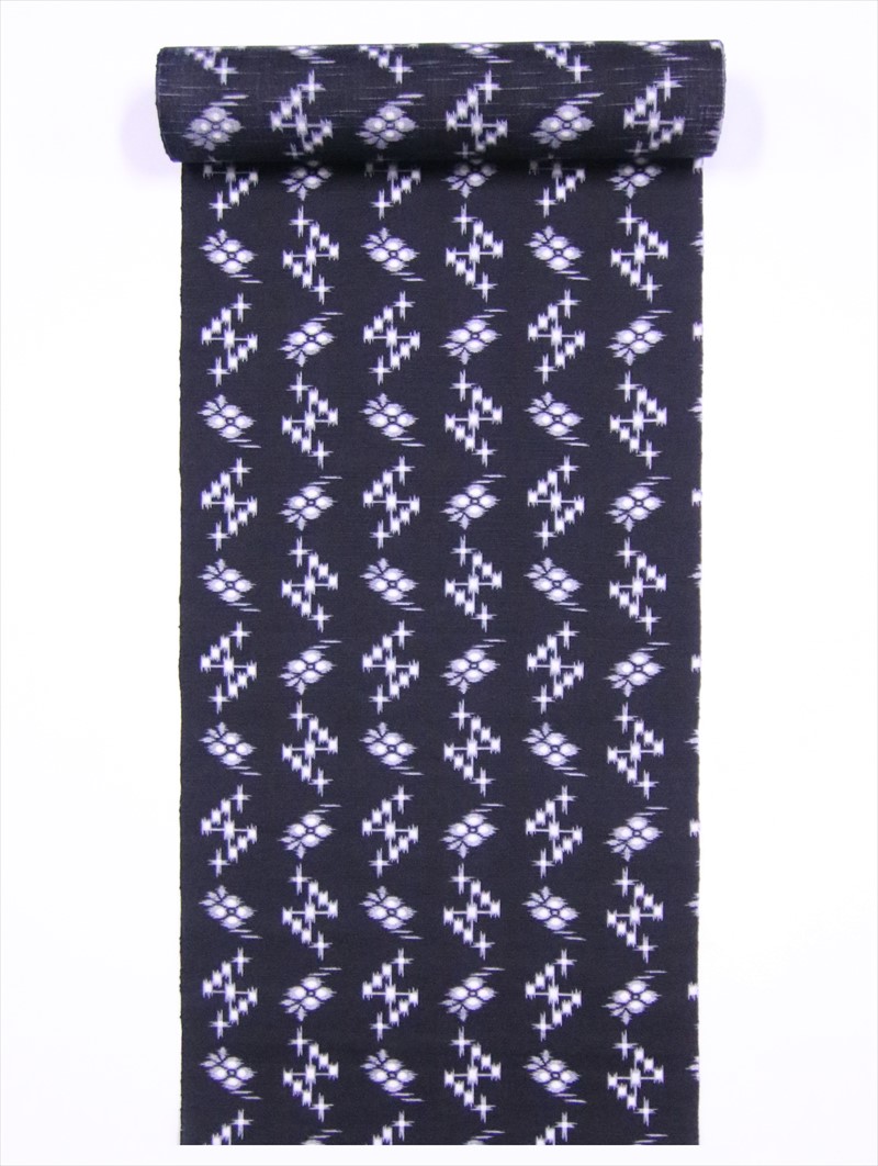 木綿　反物 kr-2 濃紺地・花カスリ柄