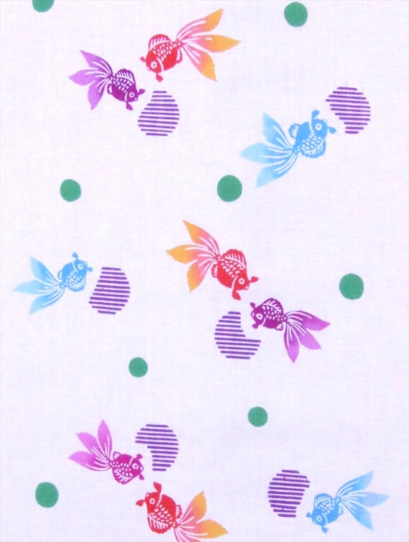 子ども浴衣反物 5 7 白地 金魚柄 No 793 Tbset Com