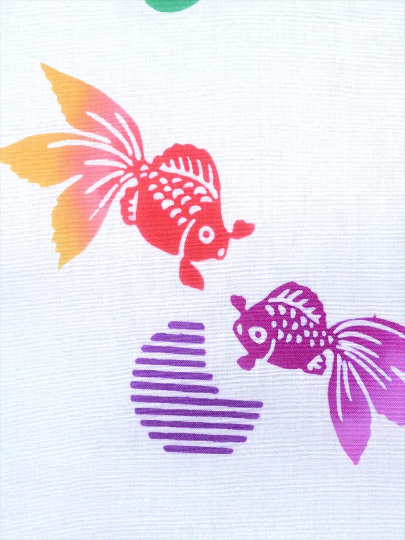 子ども浴衣反物 5 7 白地 金魚柄 No 793 Tbset Com