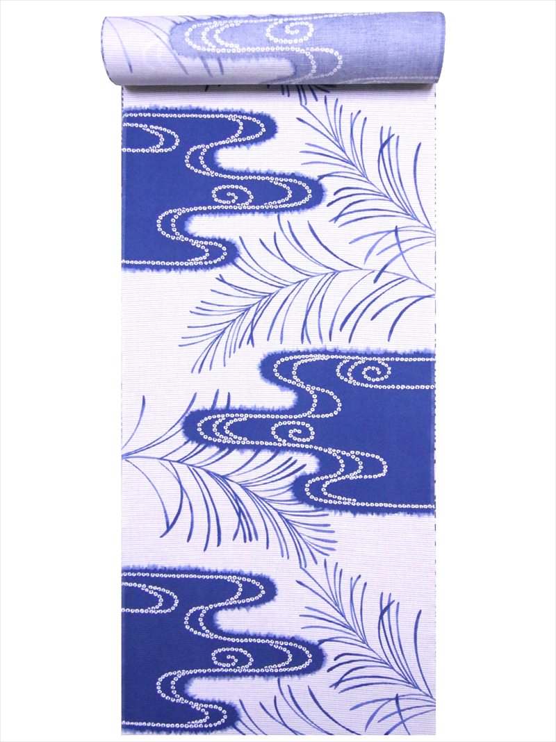 浴衣 反物 綿絽 No.200 カスミ柄・オフホワイト地