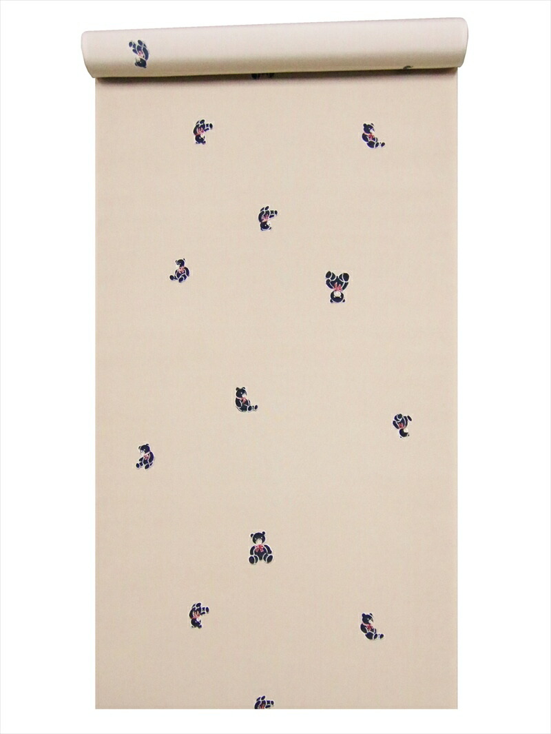 Hu 60 正絹 羽裏 和服 ベージュ地 クマ柄 浴衣 着物の反物 生地 の堀田和装 洋装の裏生地 6 5m Hu 60 正絹 裏物 八掛