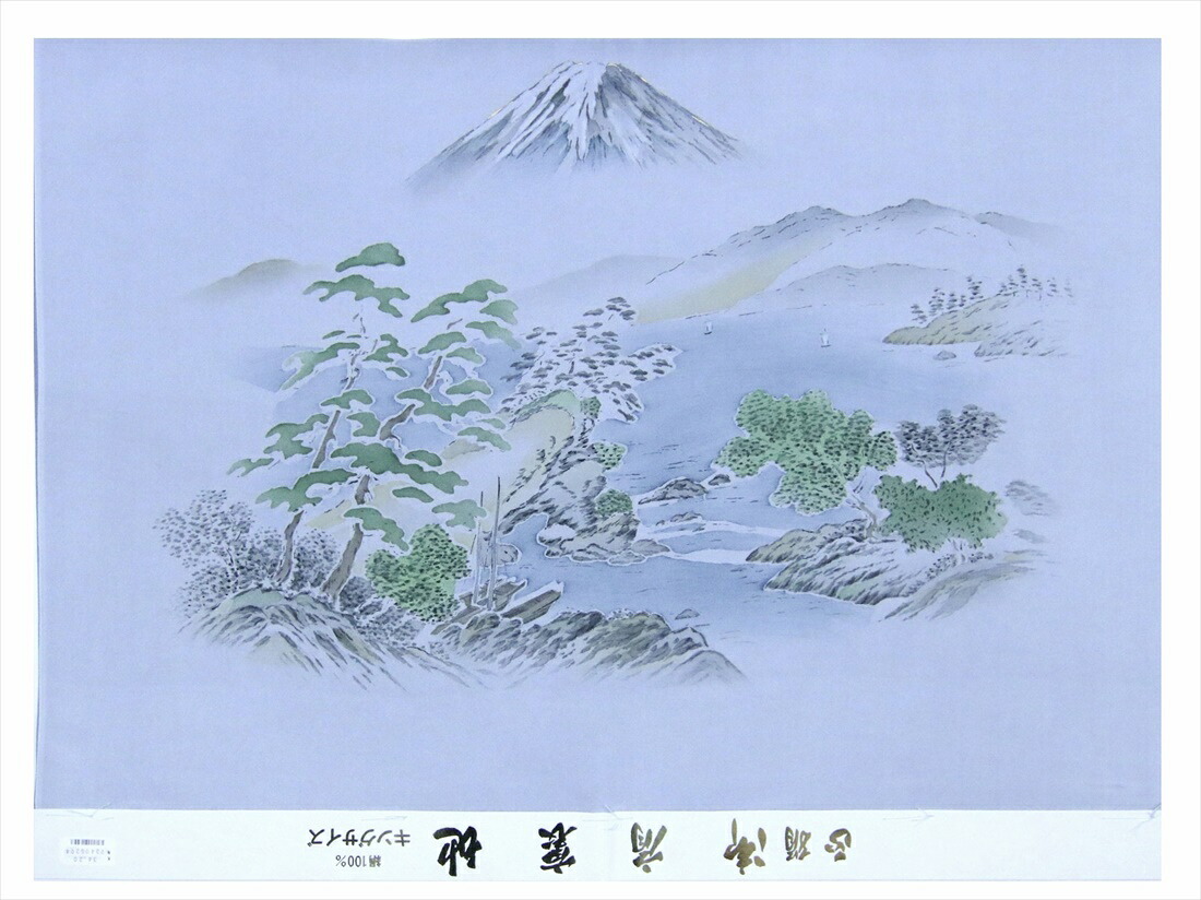メンズ羽織り額裏　gu-3 富士山柄・ブルーグレー地｜浴衣・着物の反物（生地）の堀田