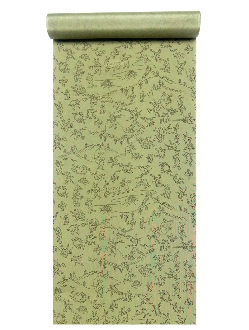 羽裏 正絹 hu-64 ウグイス地・鳥獣戯画柄 13,376円