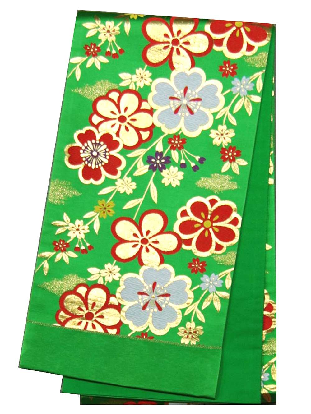 最新作売れ筋が満載 絹交 七五三 袋帯 未仕立て 女児 753 1127 グリーン 桜 梅 Fucoa Cl