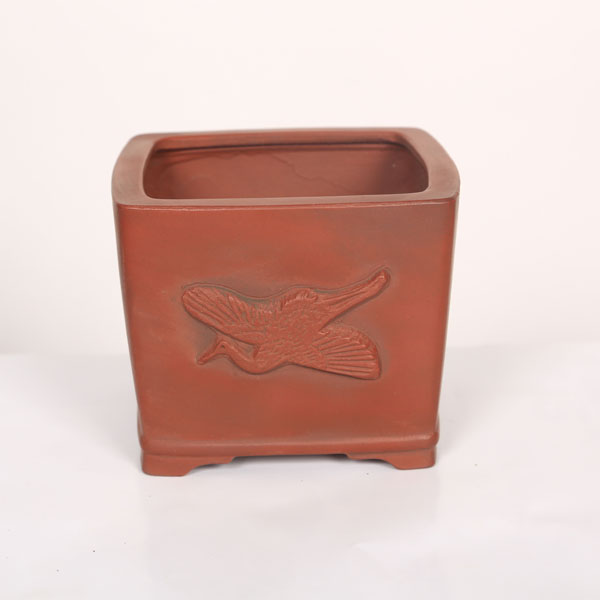 楽天市場】盆栽小鉢：美芸（常滑）小判反形中帯小鉢 16.3cm*資材