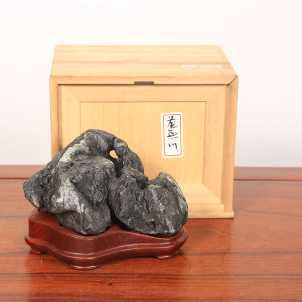 楽天市場】水石：多摩川 真黒石 【現品】*資材 : 遊恵盆栽 楽天