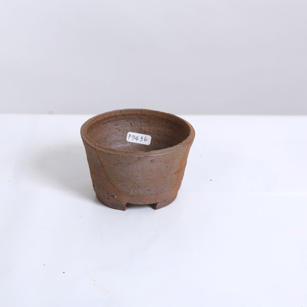 丹波伝市鉢　窯変　山野草 伝市鉢 コウロ型【素焼き】4号 植木鉢 陶器 丹波立杭焼 市野伝市