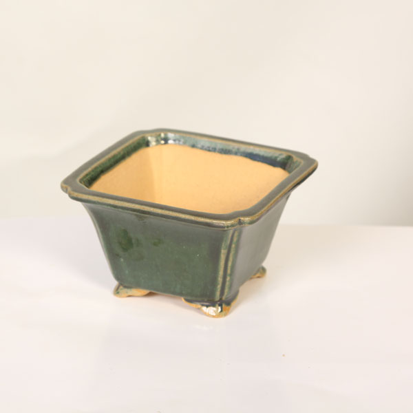 今日このごろ小鉢：柴勝 足付四角四面鉢【現品】*shibakatu 13.0糎