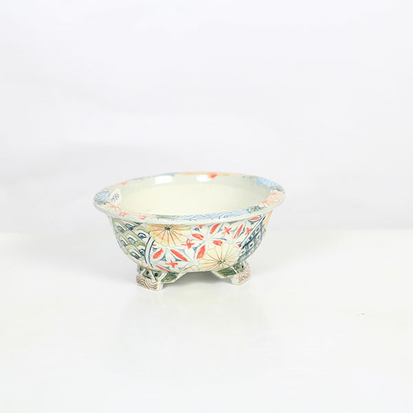 現代小鉢：本田影雪　縁付足付丸鉢　11.3ｃｍ【現品】*eisetu
