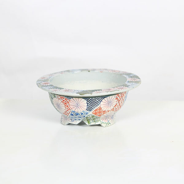 現代小鉢：本田影雪　縁付足付丸鉢　13.0ｃｍ【現品】*eisetu