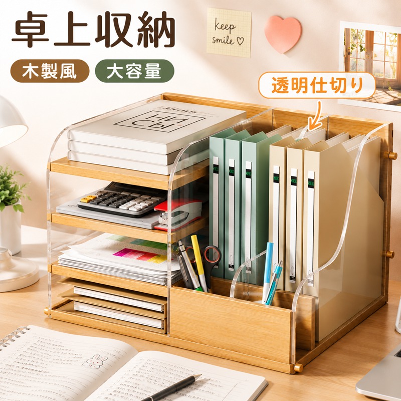 卓上納める仕合わせ 木製風 大電気容量 書きもの容れもの 勉強机納める 書きもの御盆 デスクオーガナイザー A4相応う 間仕切り付き添い人 書きもの立て納める 精神的な統合飾り気のない 机の上に置く棚 整理保存用具ボックス席 リビング 事務室/住まい兼用 新聞紙/逐次刊行物/フォルダ取り片づける 事務装置 整理保存用具仕合わせ 文具装置納める