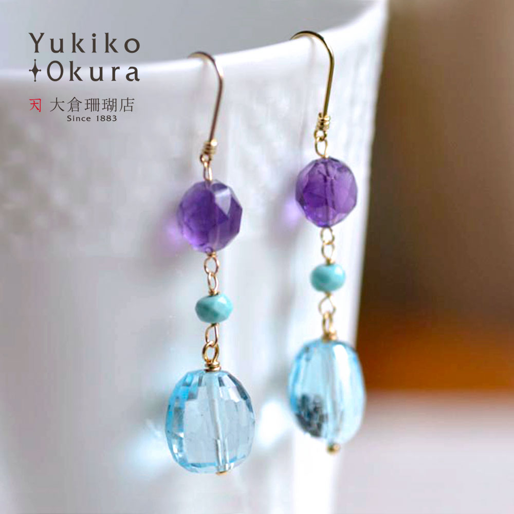 楽天市場】水晶 ピアス アメシスト ガーネット ブルートパーズ