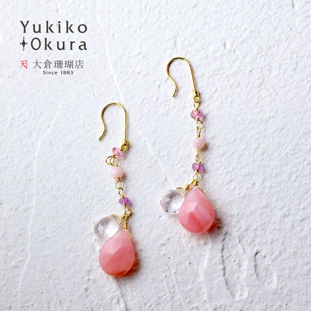 モルガナイト K18 アメリカンピアス ピンク　ブラジル産 日本製 天然石 モルガナイト K18 アメリカンピアス ピンク ブラジル産 日本製 天然石