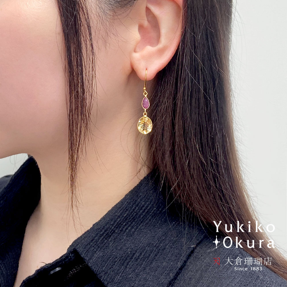 楽天市場】シトリン ブラウンダイヤ ピアス SV925 シルバー 天然石