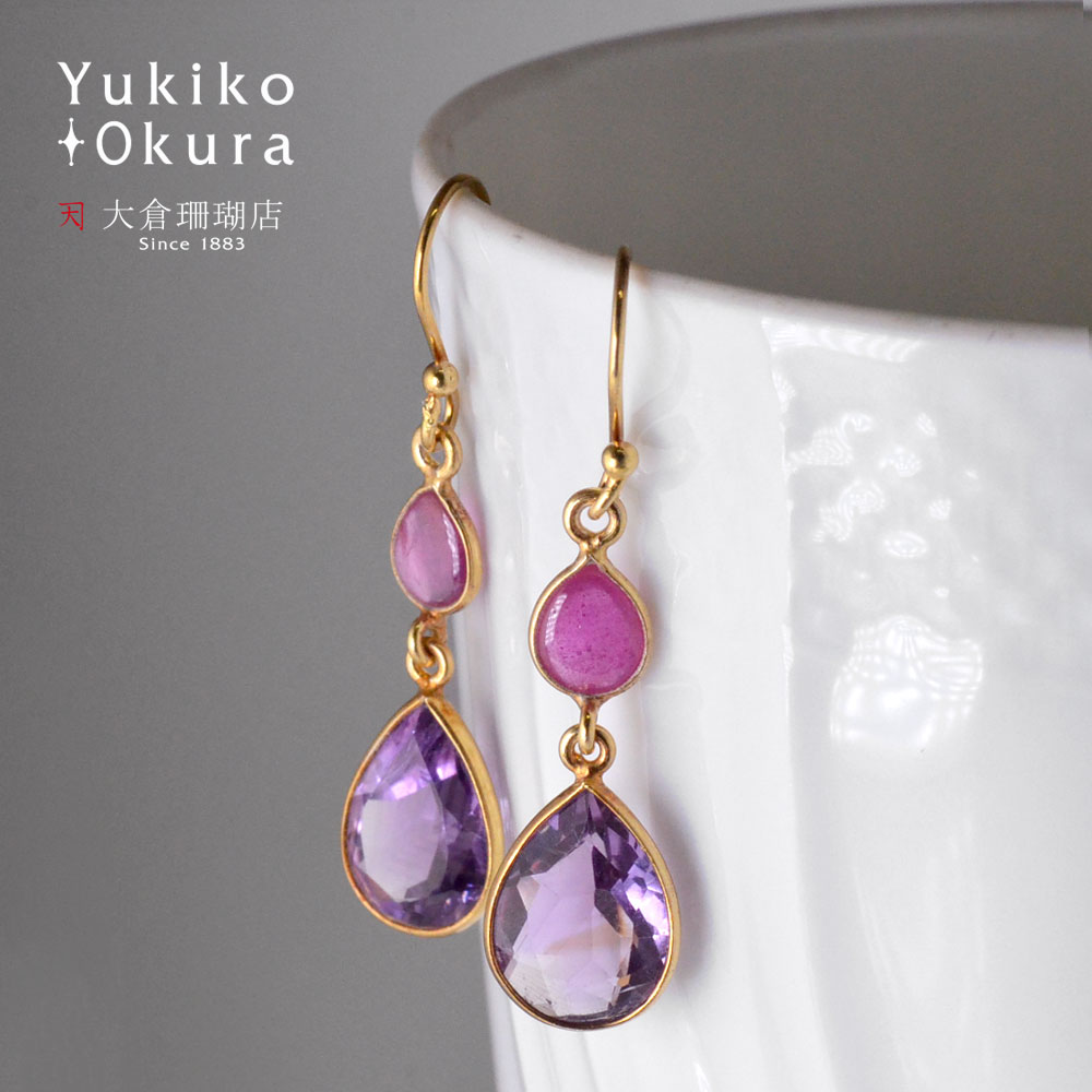 楽天市場】ブラウンダイヤ アメシスト ピアス 18金 K18 ゴールド