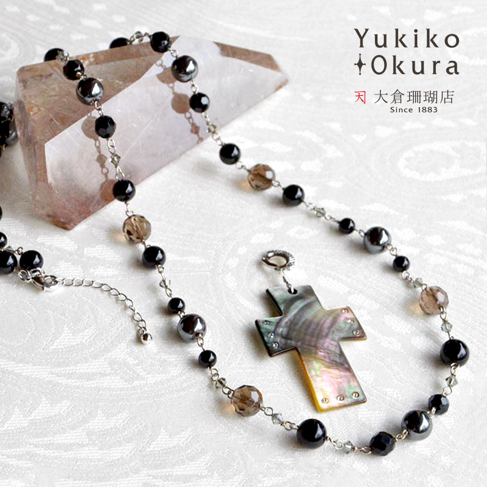 楽天市場】淡水パール ネックレス ブラック 真珠 古美金 クロス