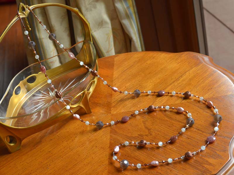 黒淡水パールとブロンズのロザリオ 難あり 黒淡水パールとブロンズの