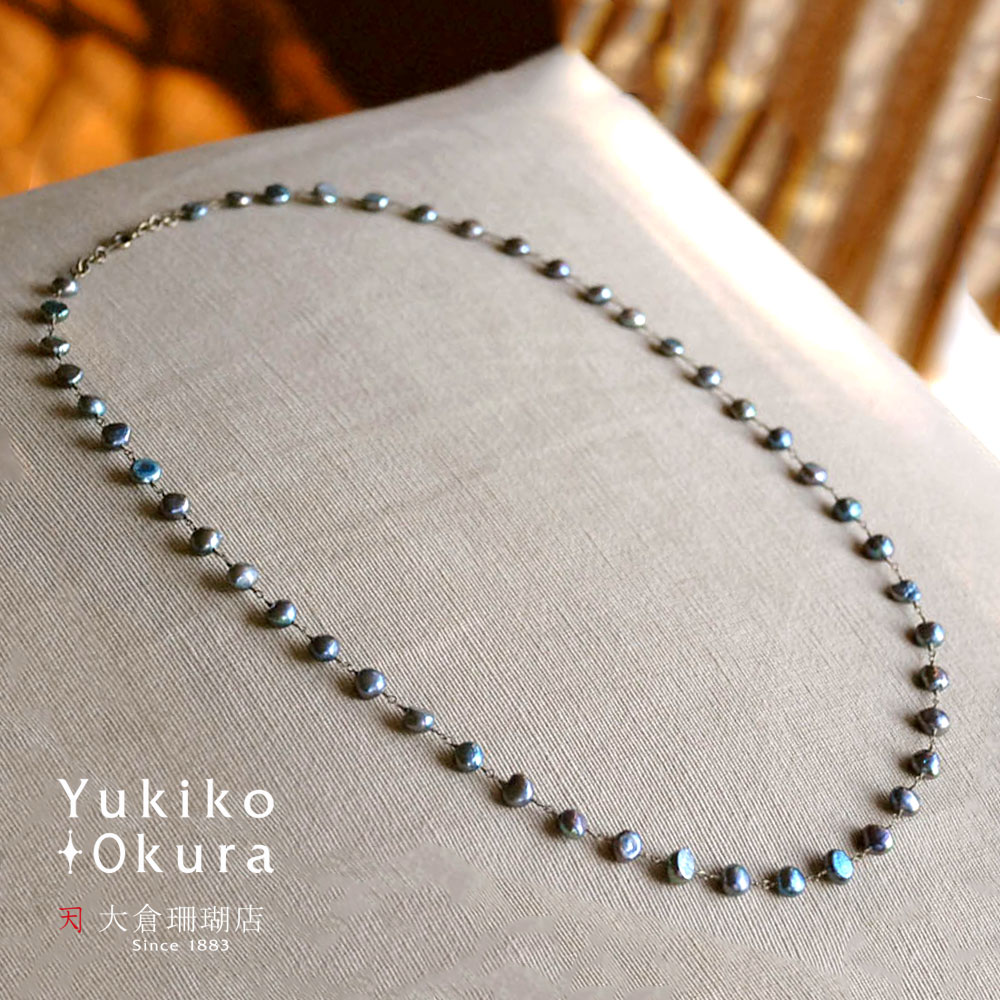 ピーコック淡水パールロングネックレス ピーコックブラウン 淡水バロックパールのロングネックレス 1点