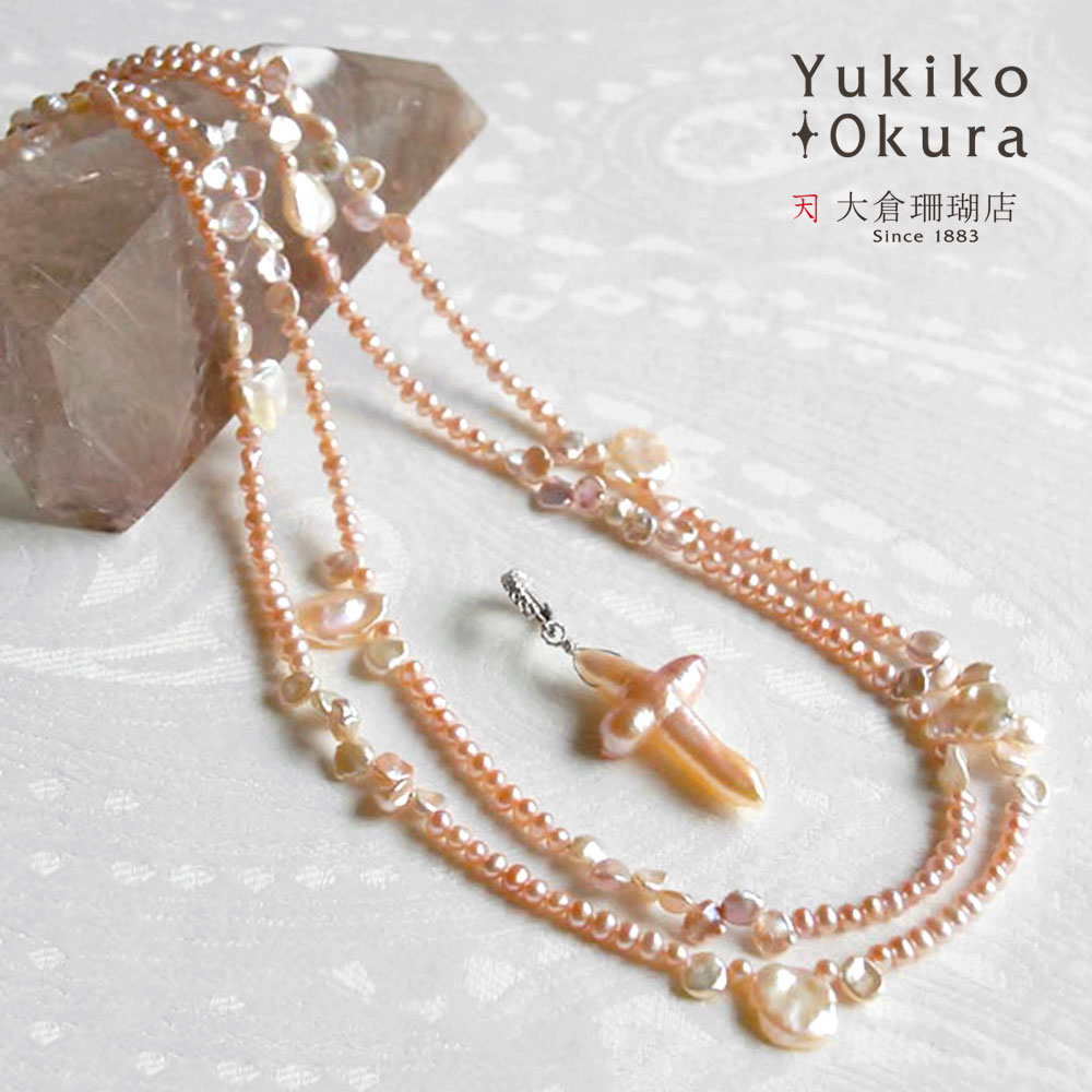 楽天市場】淡水パール ネックレス ブラック 真珠 古美金 クロス