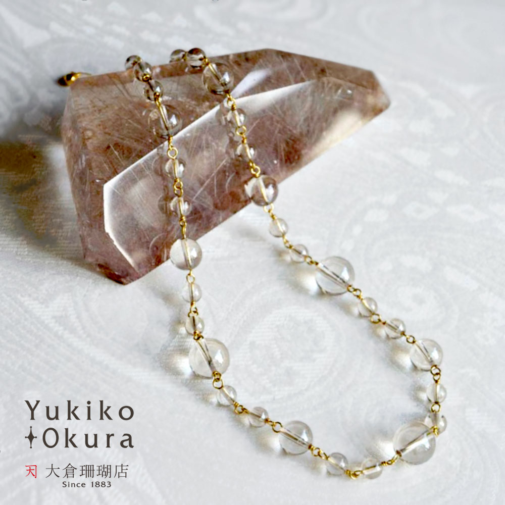 水晶 シャンパンオーラ ショート ネックレス 天然石 ユキコ オオクラ ブランド レディース ジュエリー 送料無料