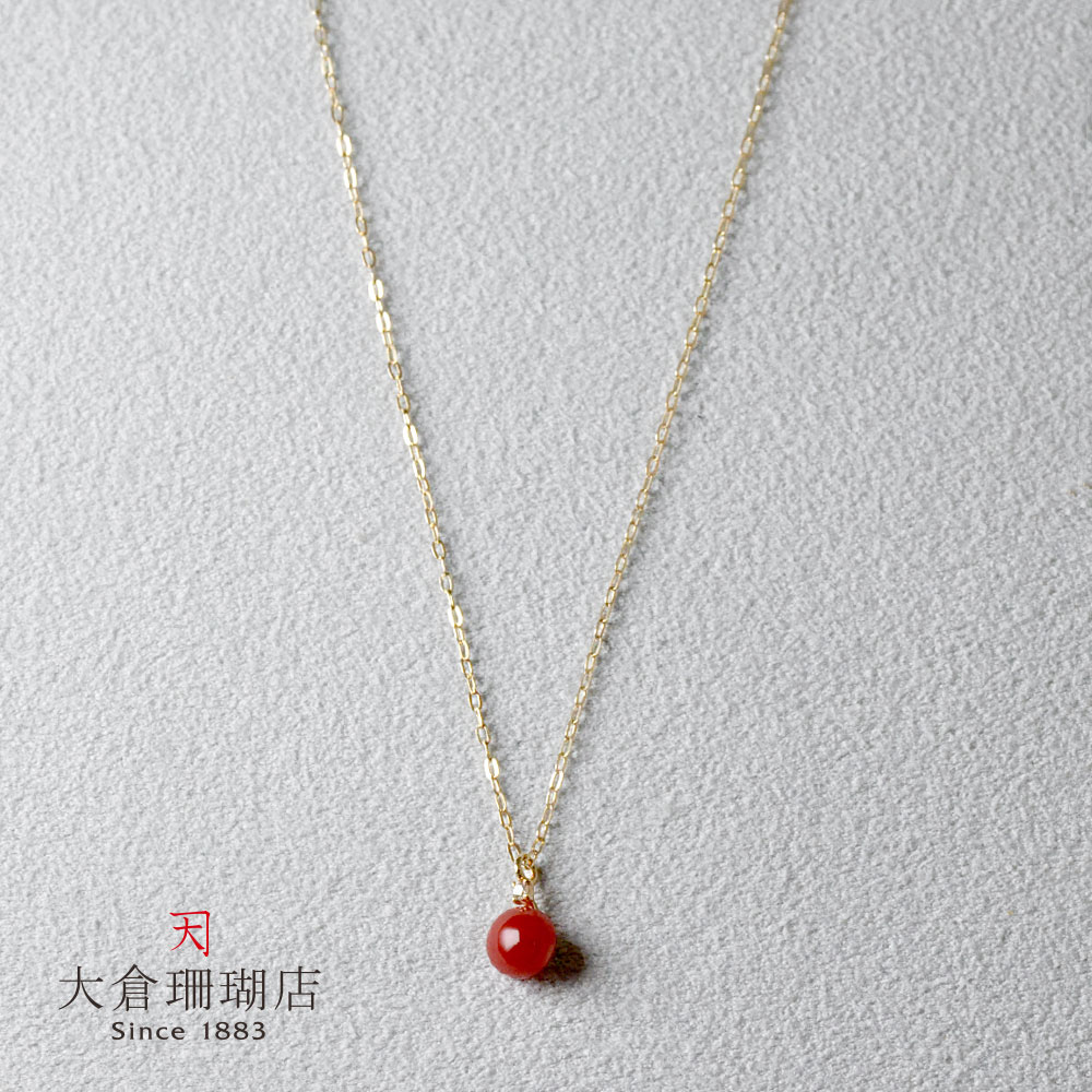 血赤珊瑚 ペンダント ネックレス サンゴ さんご ダイヤ 10金 K10 ゴールド チェーン ボタン 天然石 ユキコ オオクラ ブランド レディース ジュエリー 送料無料 3月誕生石