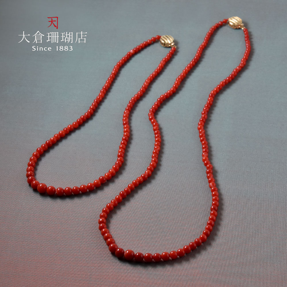 【美品】朱色珊瑚 3連ネックレス ヴィンテージ アクセサリー コーラル サンゴ 台湾／沖縄産【サンゴ ネックレス 赤】珊瑚（コーラル）鉱物