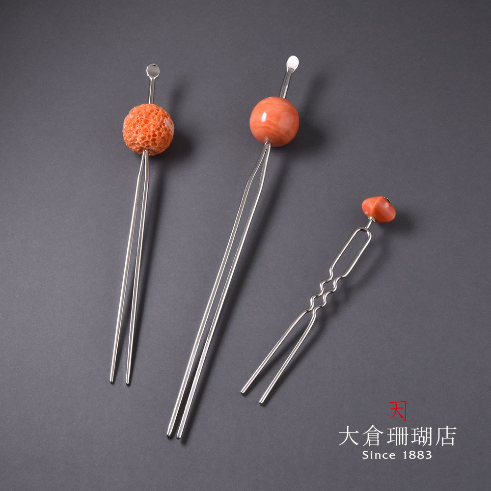 モモイロ珊瑚 簪 かんざし サンゴ さんご ヘアアクセサリー 天然石 ユキコ オオクラ レディース アクセサリー 送料無料 3月誕生石 本珊瑚