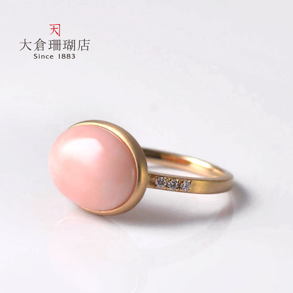 楽天市場】ミス 珊瑚 リング 指輪 サンゴ さんご ダイヤ K18 18金