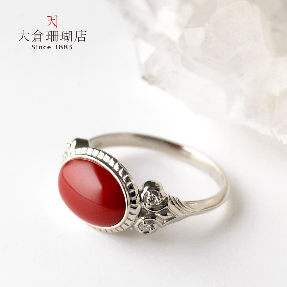 楽天市場】リング 指輪 血赤 珊瑚 さんご サンゴ ダイヤ ダイヤモンド