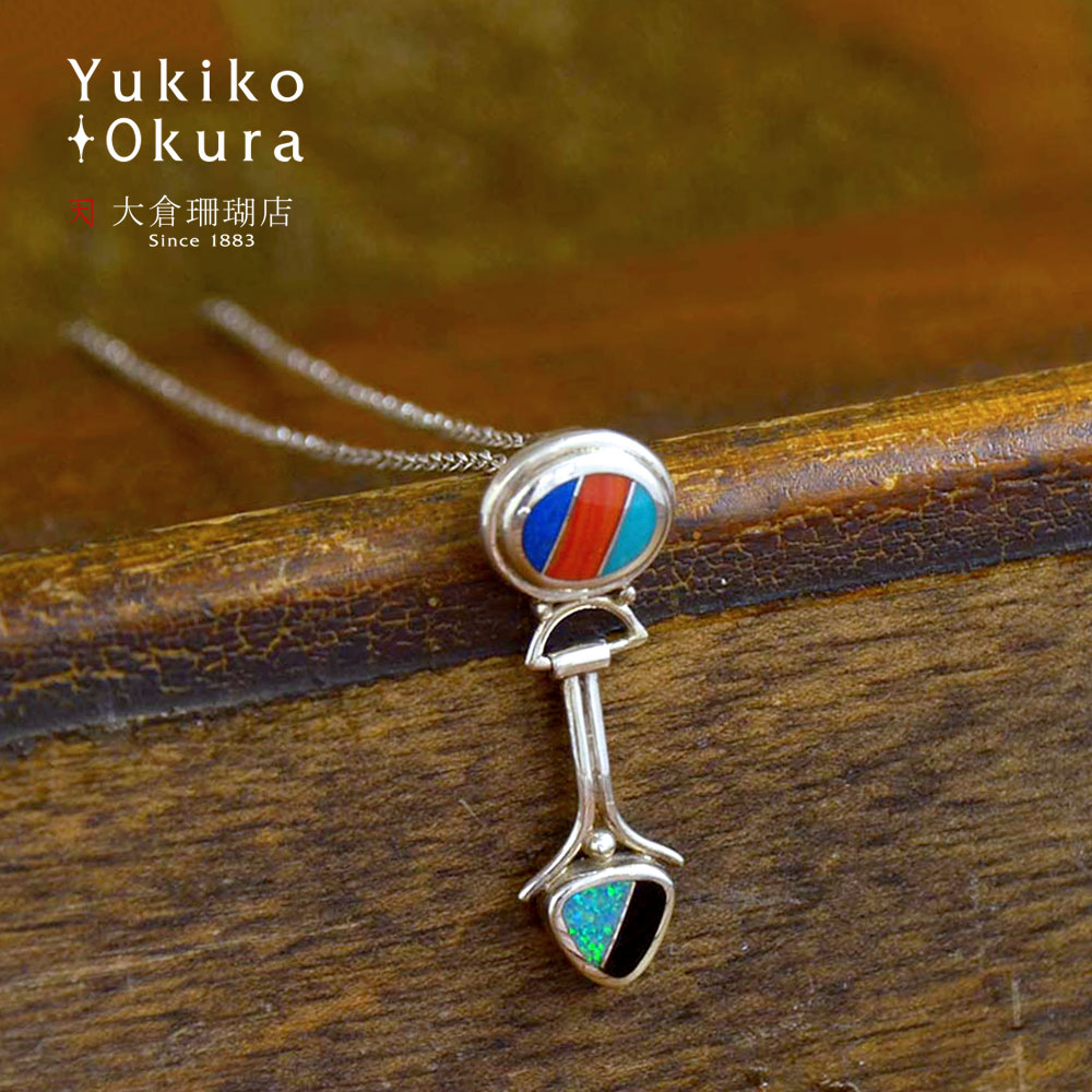 モザイクストーン ペンダント トップ ヘッド ラピスラズリ SV925 シルバー オーバル トライアングル カラフル マルチカラー 天然石 ユキコ オオクラ ブランド レディース ジュエリー 送料無料 12月誕生石